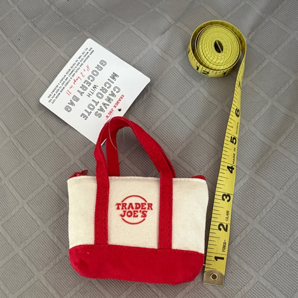 Trader Joe's Micro Canvas Tote Bag + Reusable Nylon Red Pouch - Picture 7 of 7